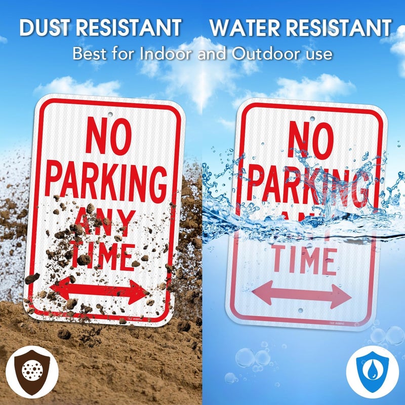 TR Large No Parking Anytime Signs, 18" x 12" Engineer Grade Reflective Sheeting, Rust Free Aluminum, Weather Resistant, Waterproof, Fade Resistant, 2 Pre-drilled Holes - Image 4